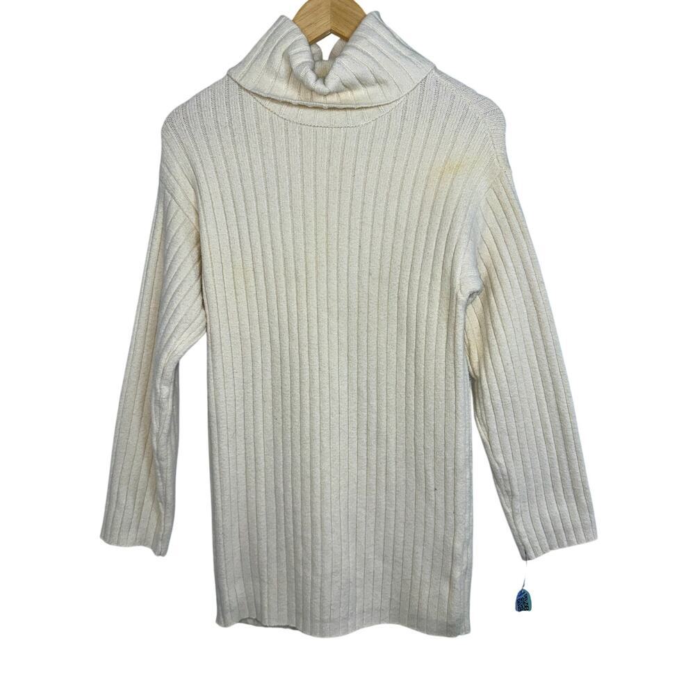 Abercrombie & Fitch Cream Ribbed Knit Turtleneck Mini Sweater Dress Womens Sz XS